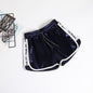 Jogger Brief Striped Sport Workout Shorts Women Lace Up