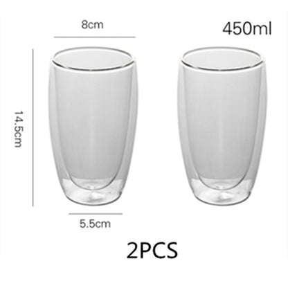 2-4-6Pcs/set 80/250/350/450ML Double Wall Glass Cup Transparent Handmade Heat Resistant Tea Drinking Cups Espresso Coffee Cup Set