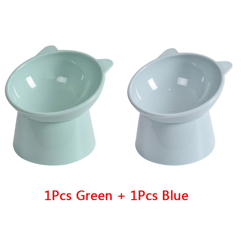 2pcs/set Cat bowl 45 ° neck protection high foot dogs apf cat food water bowl cute binaural pet feeding cup feeder bowls