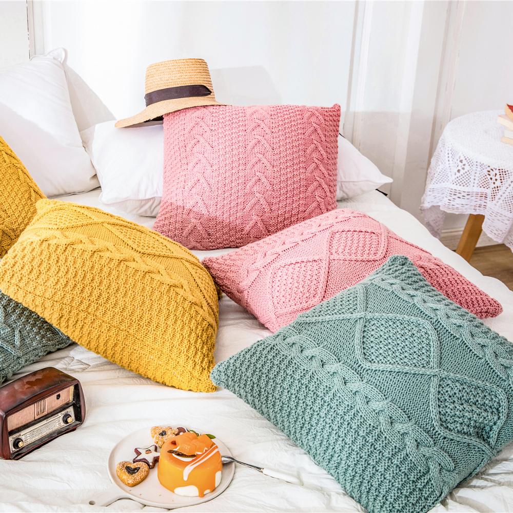 Super Weiche Kissen Abdeckung 45*45 Gemütliche Twist Delicate Strickte Bett Kissen Fall Nordic Hause Dekorative Sofa Werfen kissen Abdeckung