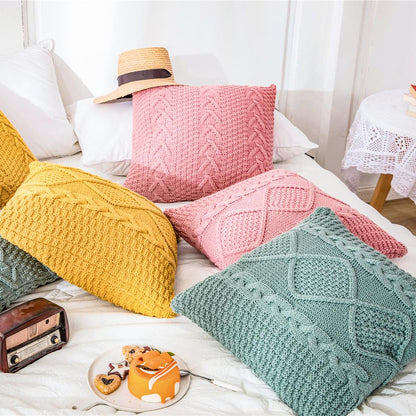 Super Soft Cushion Cover 45*45 Cozy Twist Delicate Knitted Bed Pillow Case Nordic Home Decorative Sofa Throw Pillow Cover