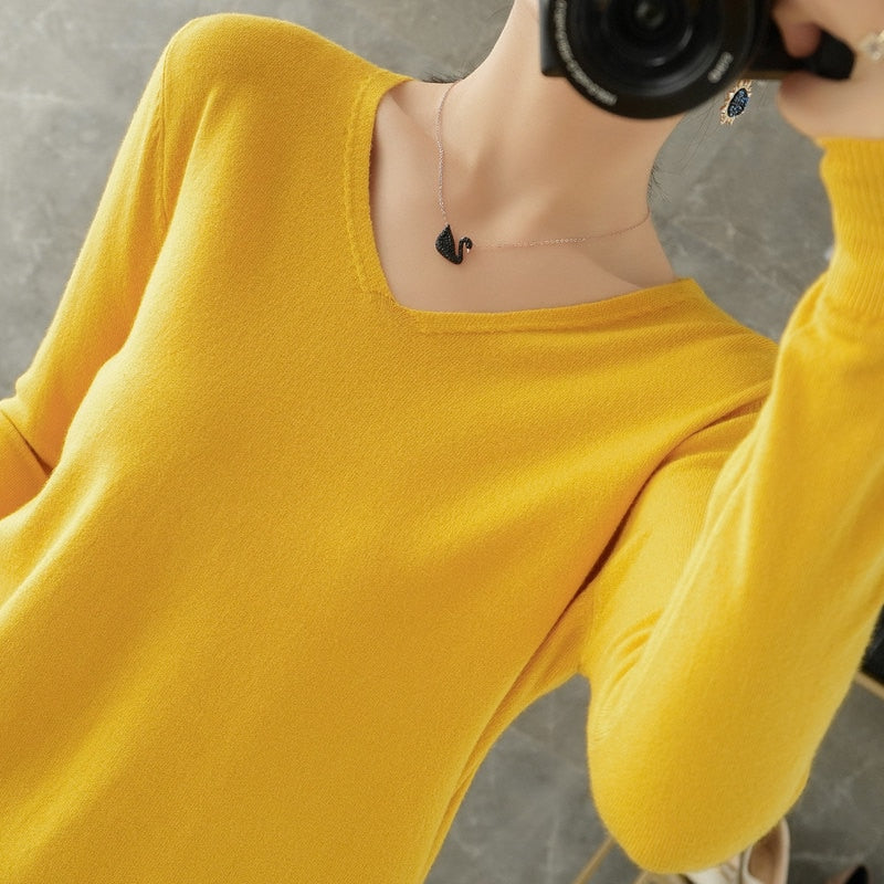 V-neck Knitwear Long Sleeve Loose Cashmere Sweater