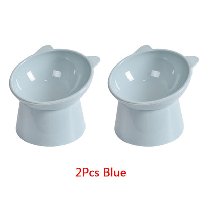 2pcs/set Cat bowl 45 ° neck protection high foot dogs apf cat food water bowl cute binaural pet feeding cup feeder bowls