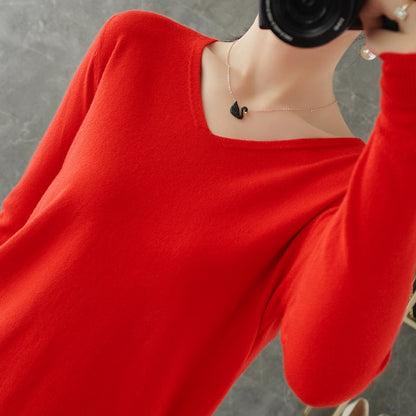 V-neck Knitwear Long Sleeve Loose Cashmere Sweater