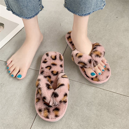 Woman Slippers Winter Shoes For Women Platform Home Slippers Faux Fur Warm Shoes Mid Heel Female Slides Plus Size 42