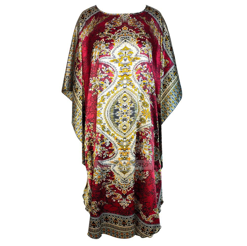 Sexy Female Silk Rayon Robe Bath Gown Nightgown Summer Casual Home Dress Printed Loose Nightwear Plus Size Sleepwear Bathrobe
