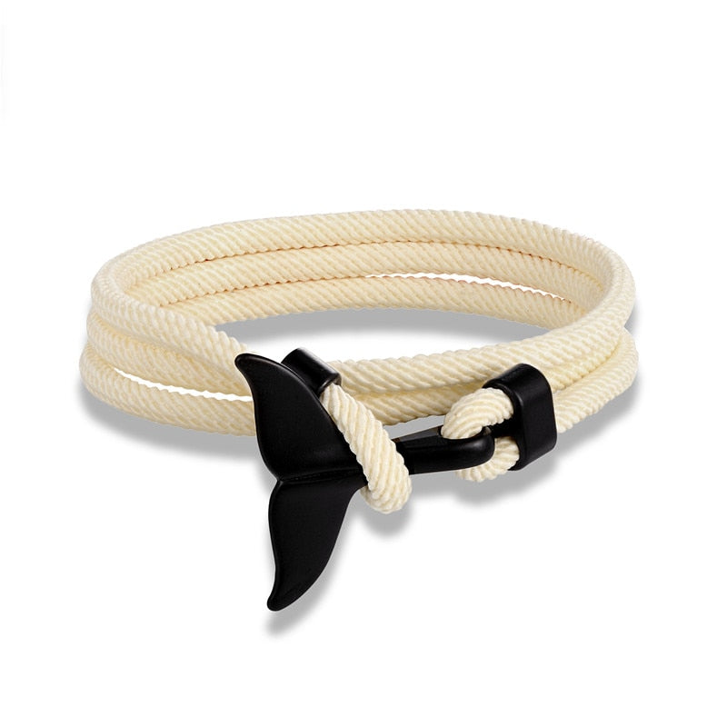 Fashion Whale Tail Anchor Bracelets Men Multilayer Charm