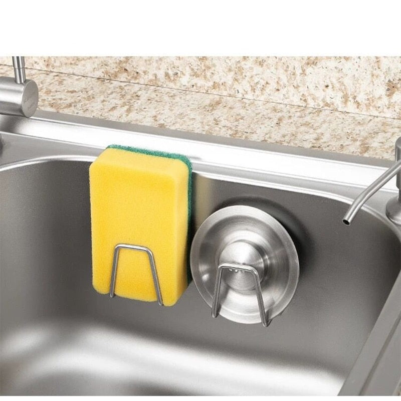 Kitchen Stainless Steel Sink Sponges Holder Self Adhesive