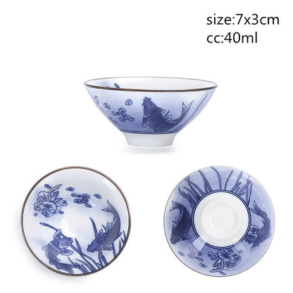 Chinese ceramic tea set tea set small tea cup single cup blue and white porcelain cup personal cup cup master cup