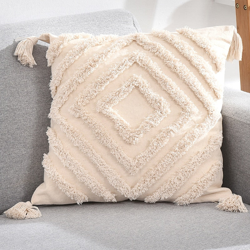 Boho Throw Pillow Case Nordic Decorative Tufted Cushion Cover Tassel Macrame Luxury Pillow Cover for Bed Sofa Couch Home Decor