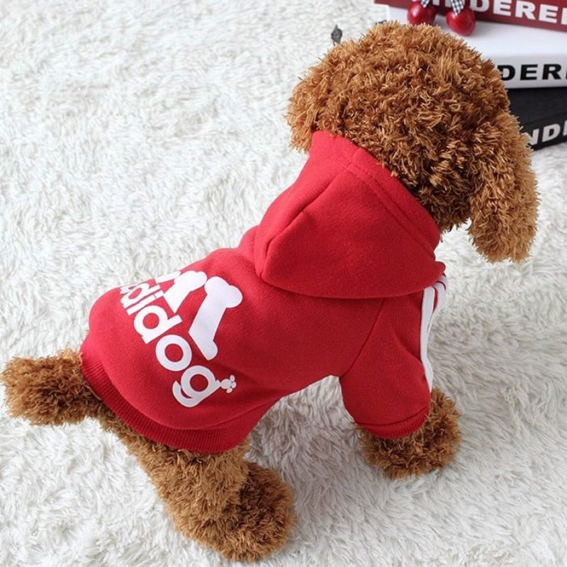 Adidog Clothes, Pet Dog Clothes for Small Medium Dogs, Cotton Hooded Sweatshirt, 2021 Hot Selling Warm Two-Legged Pet Jacket