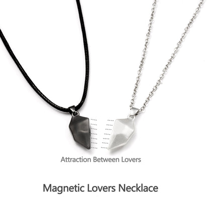 2Pcs Magnetic Couple Necklace Lovers Heart Distance Paired Pendant Projection Necklaces For Women Jewelry Valentine's Day Gift