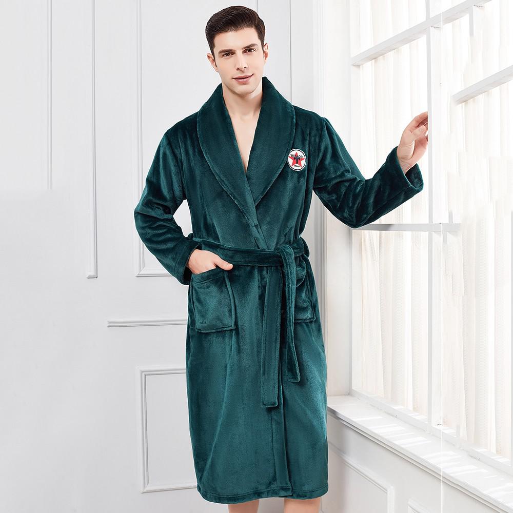 Men Casual Kimono Bathrobe Autumn Winter Flannel Long Robe Thick Warm Sleepwear Plus Size 3XL Nightgown Male Loose Home Wear