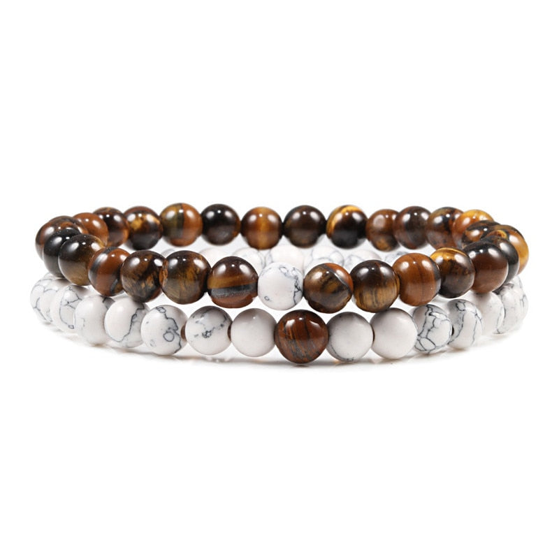 Set Bracelet Couples Distance Lava Stone Tiger Eye