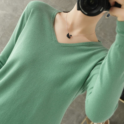 V-neck Knitwear Long Sleeve Loose Cashmere Sweater