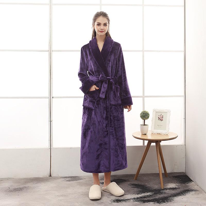 Plus Size 3XL Men Robe Winter Flannel Soft Kimono Gown Lovers Ultra Large Long Bathrobe Nightwear Thick Warm Women Sleepwear