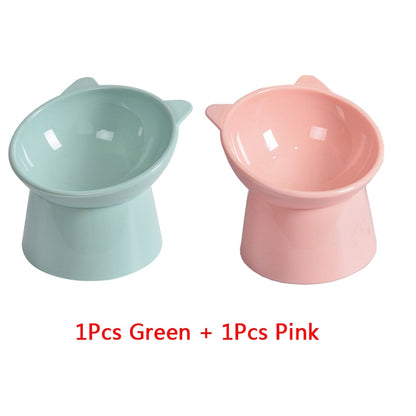 2pcs/set Cat bowl 45 ° neck protection high foot dogs apf cat food water bowl cute binaural pet feeding cup feeder bowls