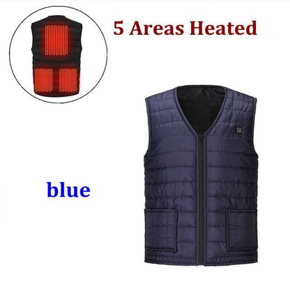 Autumn winter Smart heating Cotton Vest 9 area Heated v-neck