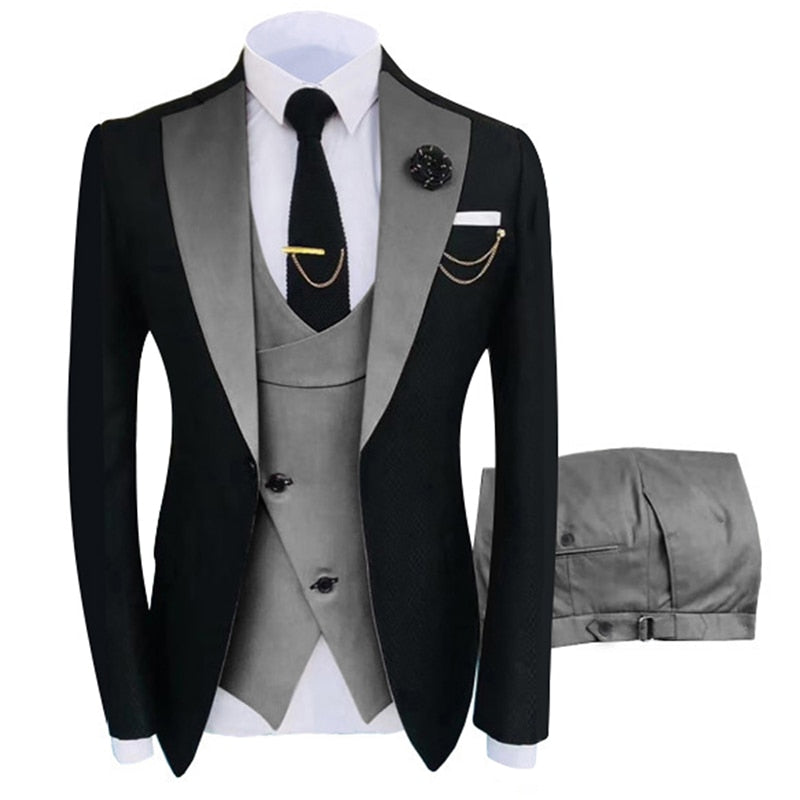 Neue Kostüm Homme Beliebte Kleidung Luxus Party Bühne männer Anzug Groomsmen Regelmäßige Fit Smoking 3 Peice Set Jacke + hose + Weste