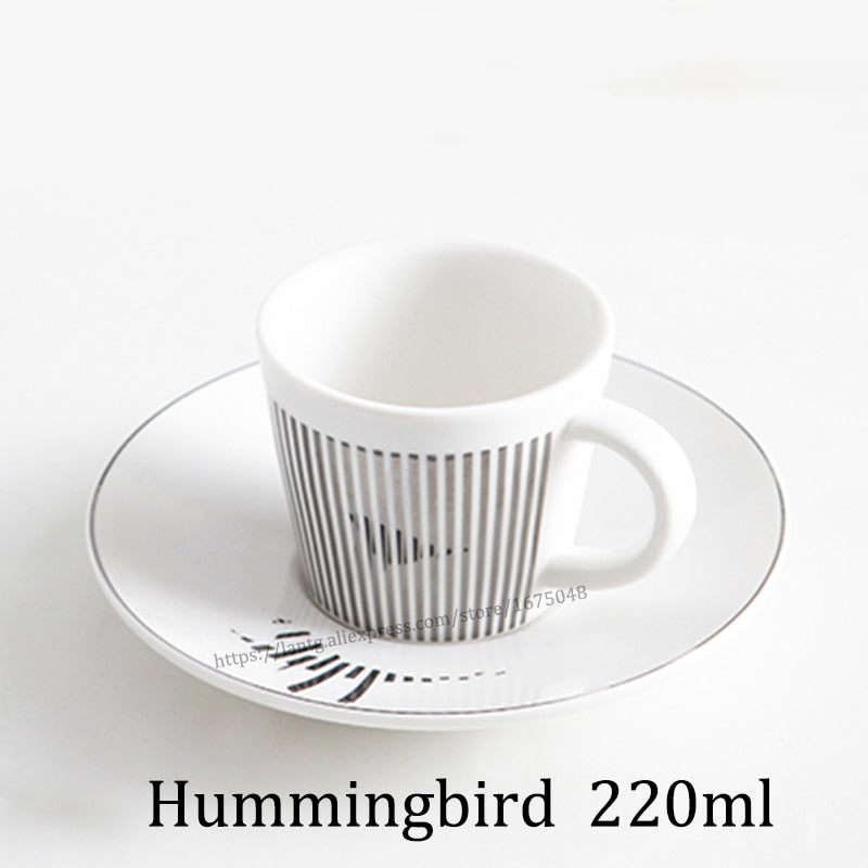 Creative Horse Anamorphic Cup Mirror Reflection Cup Hummingbird Mug Luycho Coffee Tea Set With Coaster 90ml-220ml