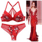 New 2023 sexy 3/4 cup back closure lace women bra set thong hollow out underwear intimante dessou