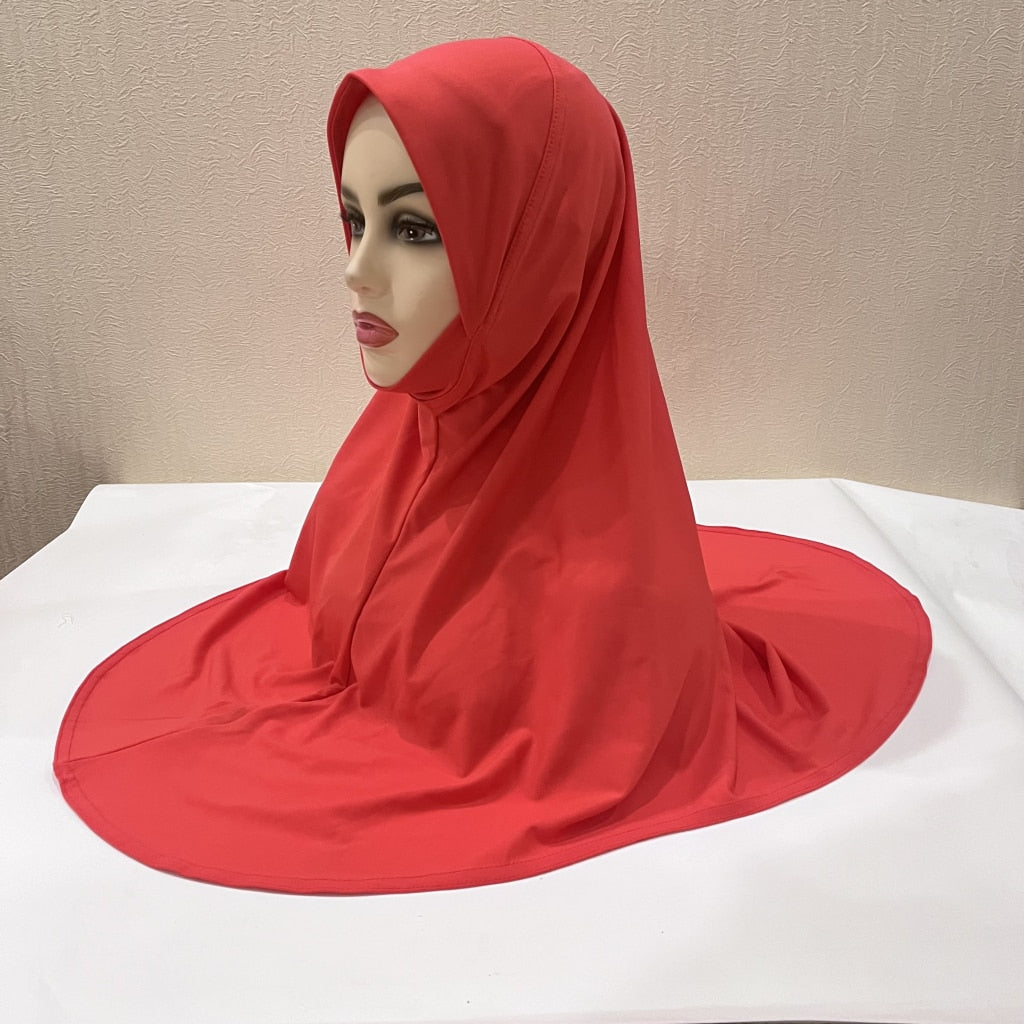 H124 plain big size muslim hijab with chin part top quality Hijab