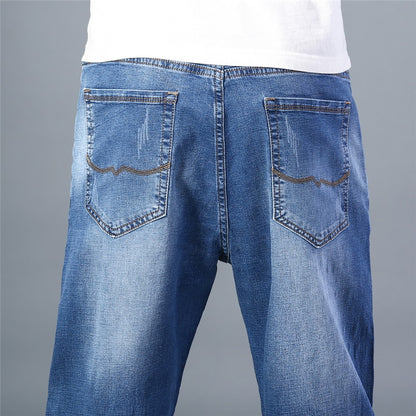 6 Colors Spring Summer Men's Thin Straight-leg Loose Jeans Classic Style Advanced Stretch Baggy Pants Male Plus Size 40 42 44