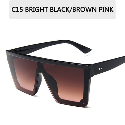 Vintage Male Flat Top Sunglasses Men Brand Black Square Shades UV400 Gradient Sun Glasses For Women Cool One Piece Designer