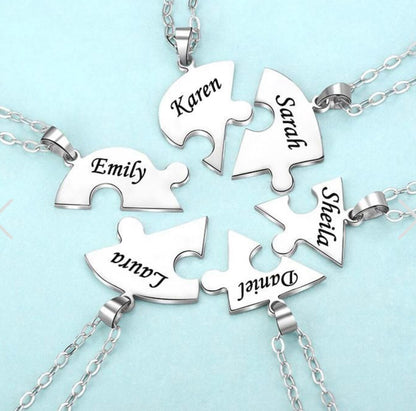 Custom Name Heart Necklace Heart Puzzle Necklace Engraved Names Confused Hearts Pendant-send names via chat