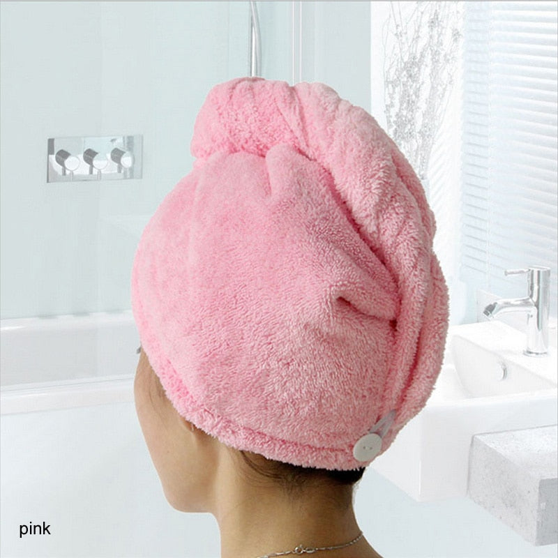 23*60cm 1 Pc Quick Dry Towels Microfiber Fabric Dry Hair Hat Shower Cap Lady Turban Bath Towel Absorbent