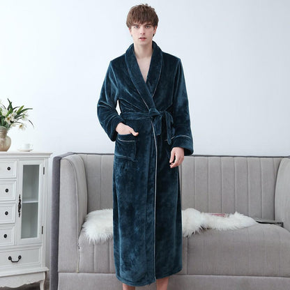 Plus Größe 3XL Männer Robe Winter Flanell Weiche Kimono Kleid Liebhaber Ultra Große Lange Bademantel Nachtwäsche Dicke Warme Frauen Nachtwäsche