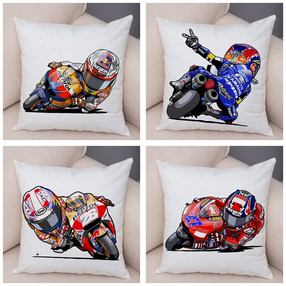 Super Soft Plush Cartoon Sport Motorcycle Pillow