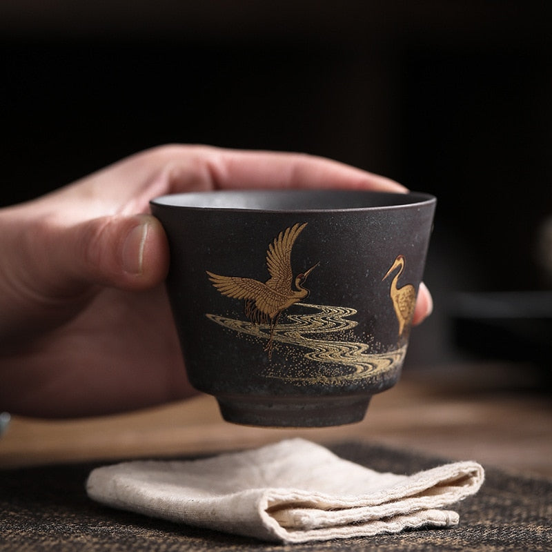 Japanischen Stil Handgemachten Ofen Gebacken Keramik Tasse 4 PCs Set Master Cup Persönliche Tasse Tasse Große Größe Teetasse Geschenk Box teacups