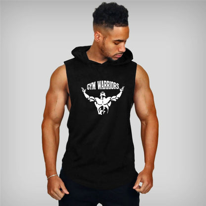 Brand Gym Clothing Mens Bodybuilding Hooded Tank Top