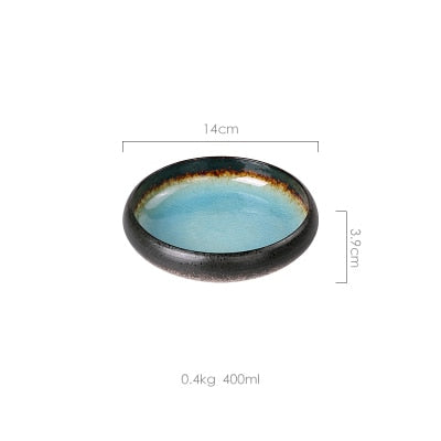 Creative Kiln Ice Split Glaze Ceramic Plate Japanese Sushi Sashimi Plate Dinner Plate Salad Plate