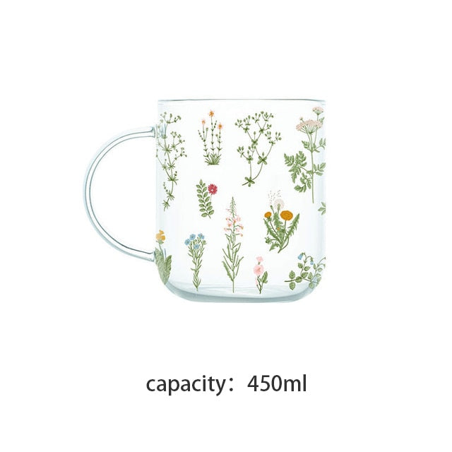 Creative Cartoon Flower Coffee Mug Home Office Glass Water Cup Handgrip Milk Breakfast Drink Cup DROPSHIPPING