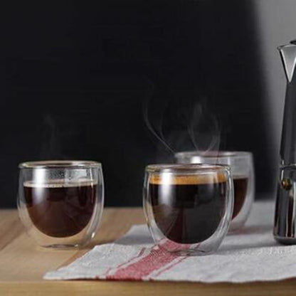 2-4-6Pcs/set 80/250/350/450ML Doppel Wand Glas Tasse Transparent Handgemachte Wärme Beständig Tee trinken Tassen Espresso Kaffee Tasse Set