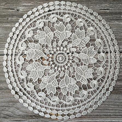 NEW round Lace sun flower embroidery placemat cup coaster kitchen wedding Christmas table place mat cloth pad New Year doily