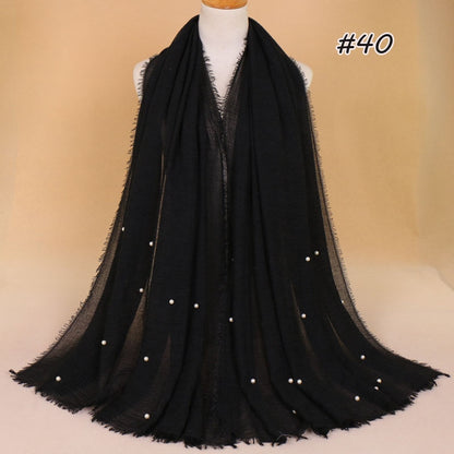 Plain Gefältelt Baumwolle Maxi Muslimischen Hijab Wrap