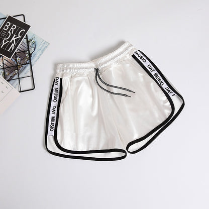 Jogger Brief Striped Sport Workout Shorts Women Lace Up