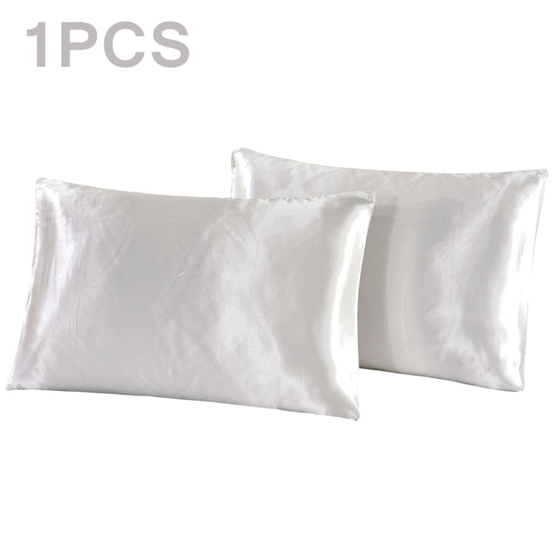 1Pc Queen Satin Silk Pillowcase Pillow Case Cover Home Bedding Smoothy Pillow Rectangle Bedding Pillow