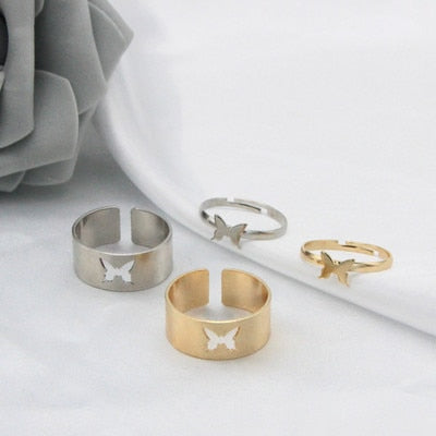Silver Color Butterfly Rings