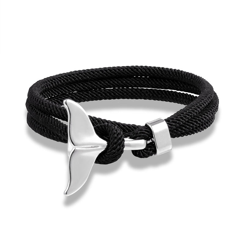 Fashion Whale Tail Anchor Bracelets Men Multilayer Charm