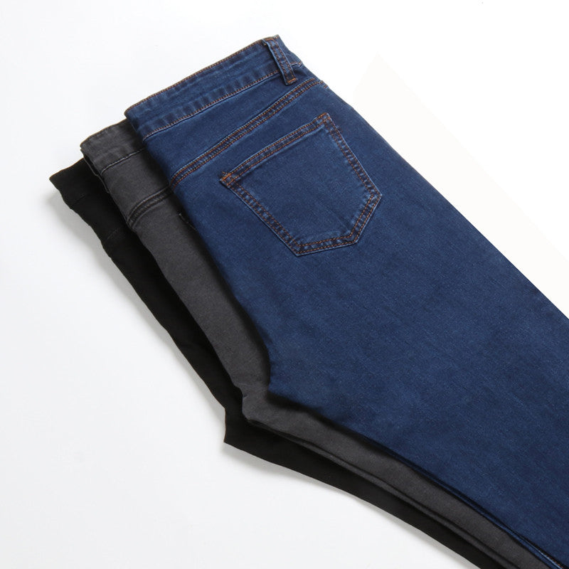 Jeans für Frauen mom Jeans blau grau schwarz Frau Hohe Elastische 36 38 40 Stretch Jeans weibliche gewaschen denim dünne bleistift hosen