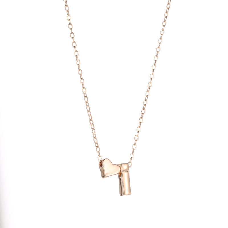 Heart Dainty Initial Necklace Gold Silver