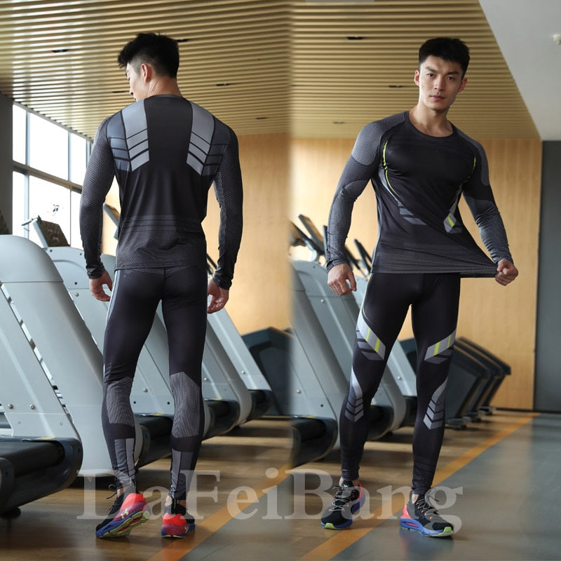 3 Pcs Set Men's Workout Sport Suit Gym Fitness Compression