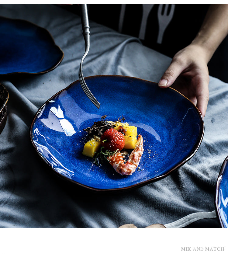 1/2/4 Pcs Nordic Keramik Lebensmittel Gericht Platte Haushalt Keramik Unregelmäßigen Teller Salat Platte Teller Geschirr