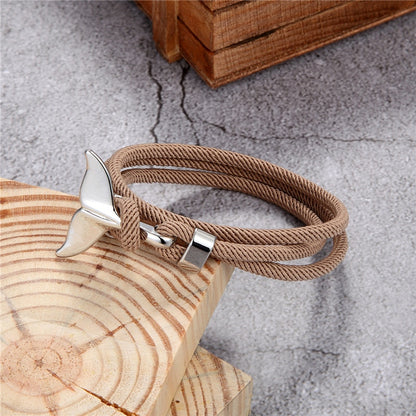 Fashion Whale Tail Anchor Bracelets Men Multilayer Charm