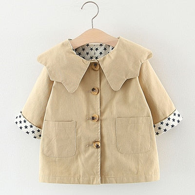 Spring Autumn Girls Windbreaker Coat Jackets Baby Kids Flower Embroidery Hooded Outwear