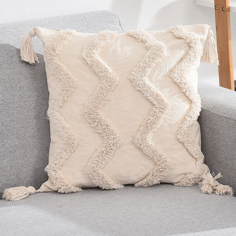 Boho Throw Pillow Case Nordic Decorative Tufted Cushion Cover Tassel Macrame Luxury Pillow Cover for Bed Sofa Couch Home Decor